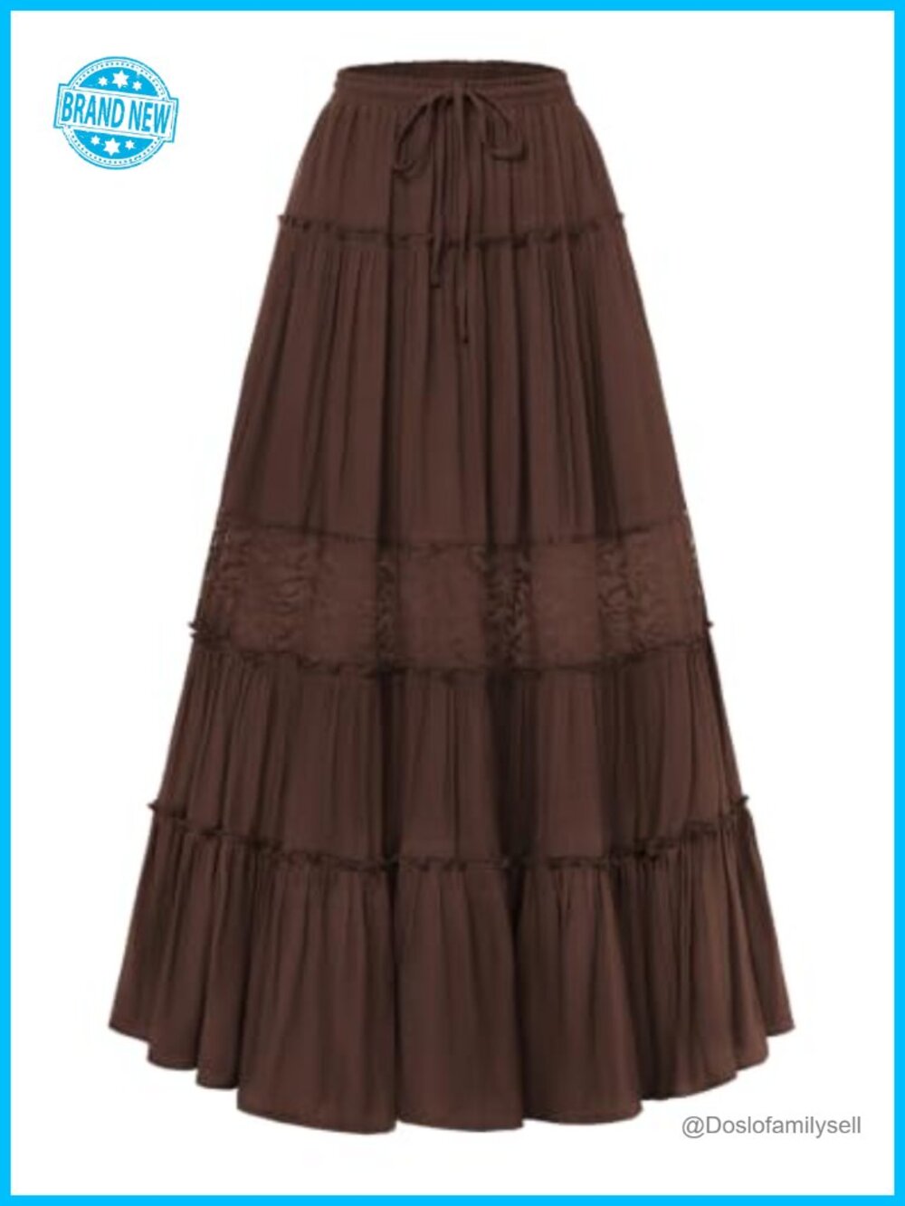 Boho Tiered Lace Maxi Skirt Flowy High Waisted Renaissance Festival